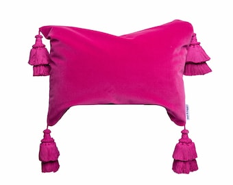 Pink Pillow Cases   -  Pillow with Tassels - Pink Throw Pillow  - Pink Velvet Pillow - Velvet Pillow Cover - Dustandsugar  Pillows