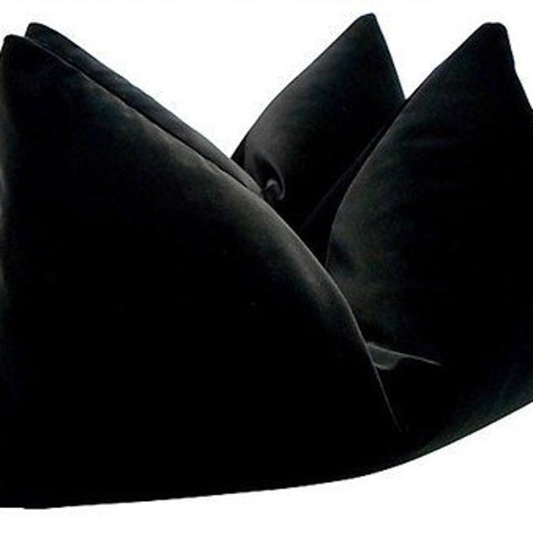 Oversize Black Velvet Lumbar Pillow Cover - Black Velvet Couch  Pillow - Black Lumbar Cover - Black Accent Pillow - Black Throw Pillow