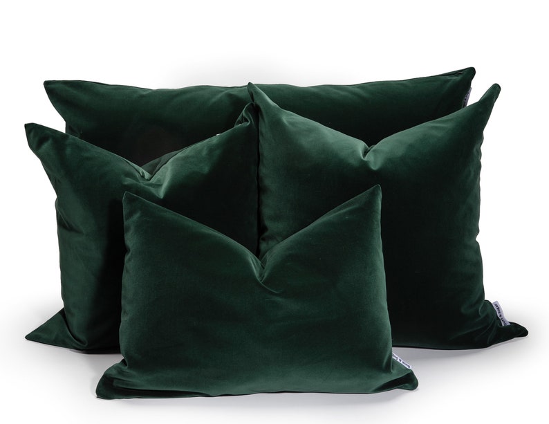 14 X 36 Green Velvet Pillow Cover Contemporary Dark Green Etsy