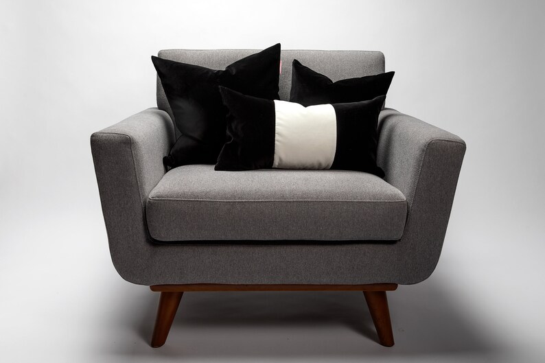 Black and White Velvet Pillow Cover Black White Pillow Etsy