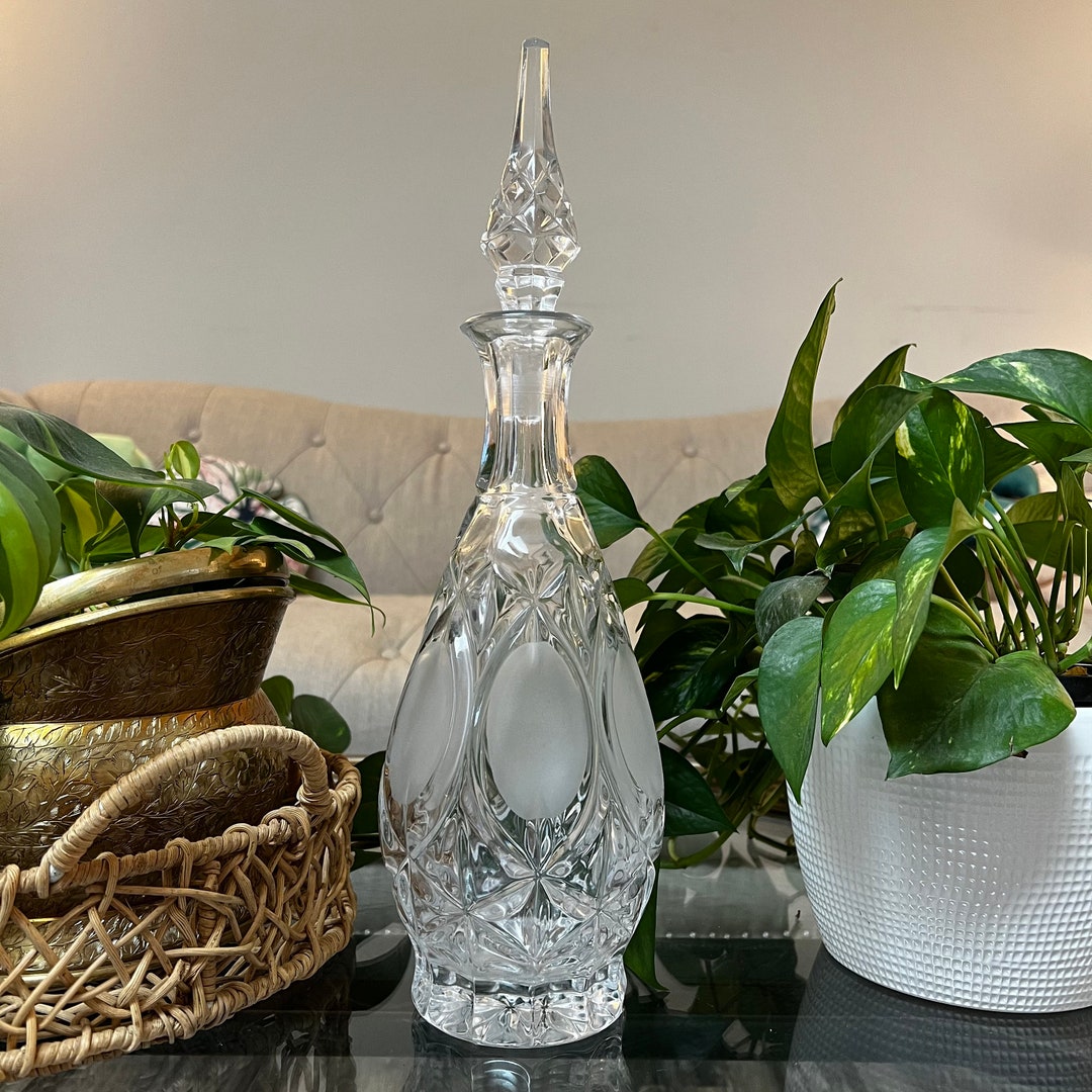 Vintage Princess House Crystal Decanter With Frosted Glass Etsy