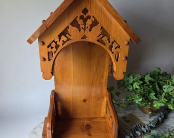 Solid Wood Cottagecore Carved Swan Hutch