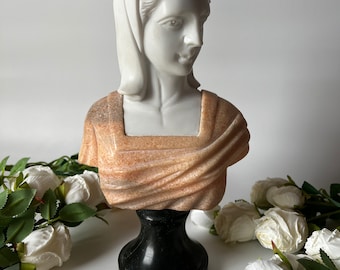 Solid Marble Veiled Maiden Bust 12”