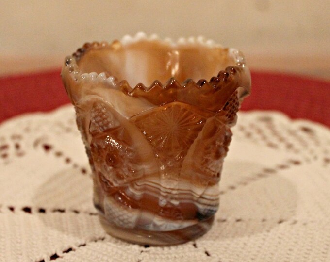 Vintage Imperial Glass Toothpick Holder Brown Slag With a Etsy