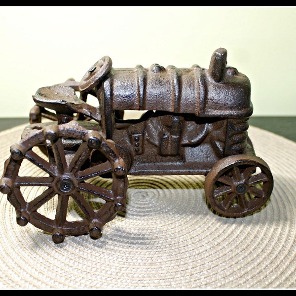 Primitive Cast Iron Tractor, Vintage Cast Iron, Industrial, Rustic Home Decor, Garden Decor, Flower Garden, Wrought Iron, Gift For Farmer