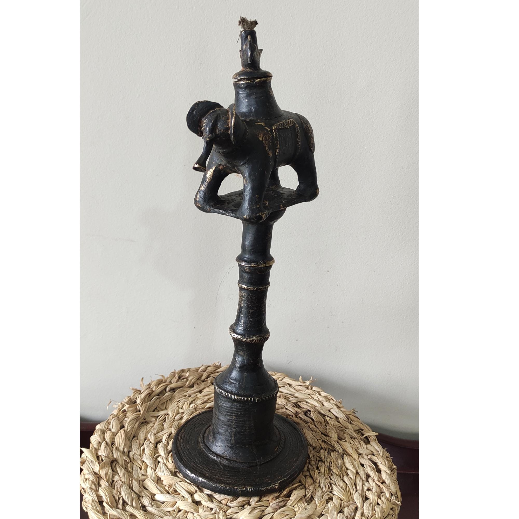 Antique Handmade Elephant Kerosene Oil Lamp (Tuki) From Jajarkot , Nepal Collective art, PK