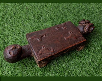 Antique Primitive Shaman stool Ritual object Sheep Human primitive figure from Nepal , ET