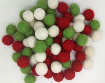 Choose your quantity  2 cm Bright Pom Pom Felt Balls Christmas decoration Red White Green Nursery Craft Supplies handmade 100 % wool