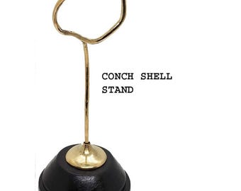 1 pieza de soporte de exhibición de concha de caracol Soporte de latón de concha de caracol Base de madera, tamaño único, CS