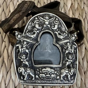 Vintage Tibetan Shrine Box Buddhist prayer box Gau Size 12 x 10cm, G2