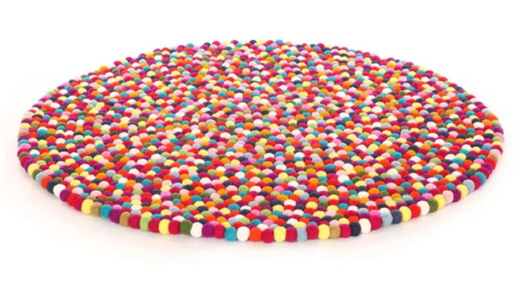 130 Cm Multicolored Round Felt Ball Rug Home Nursery Kids Room