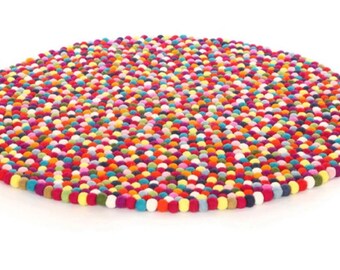 130 cm Multi-colored Round Felt Ball Rug Home Nursery Kids Room Decoration Mat for Home and office