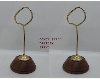 2 stuks displaystandaard Conch shell messing standaard houten basis, vrije maat, CM