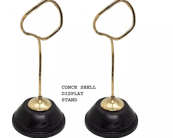 2 piezas de soporte de exhibición de concha de caracol, soporte de latón de concha de caracol, base de madera, tamaño único, CS