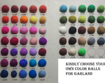 Kindly choose your own color balls Choose size Christmas Garland Wall Hanging Pom Pom Felt Balls decoration Nursery Craft Supplies Garland