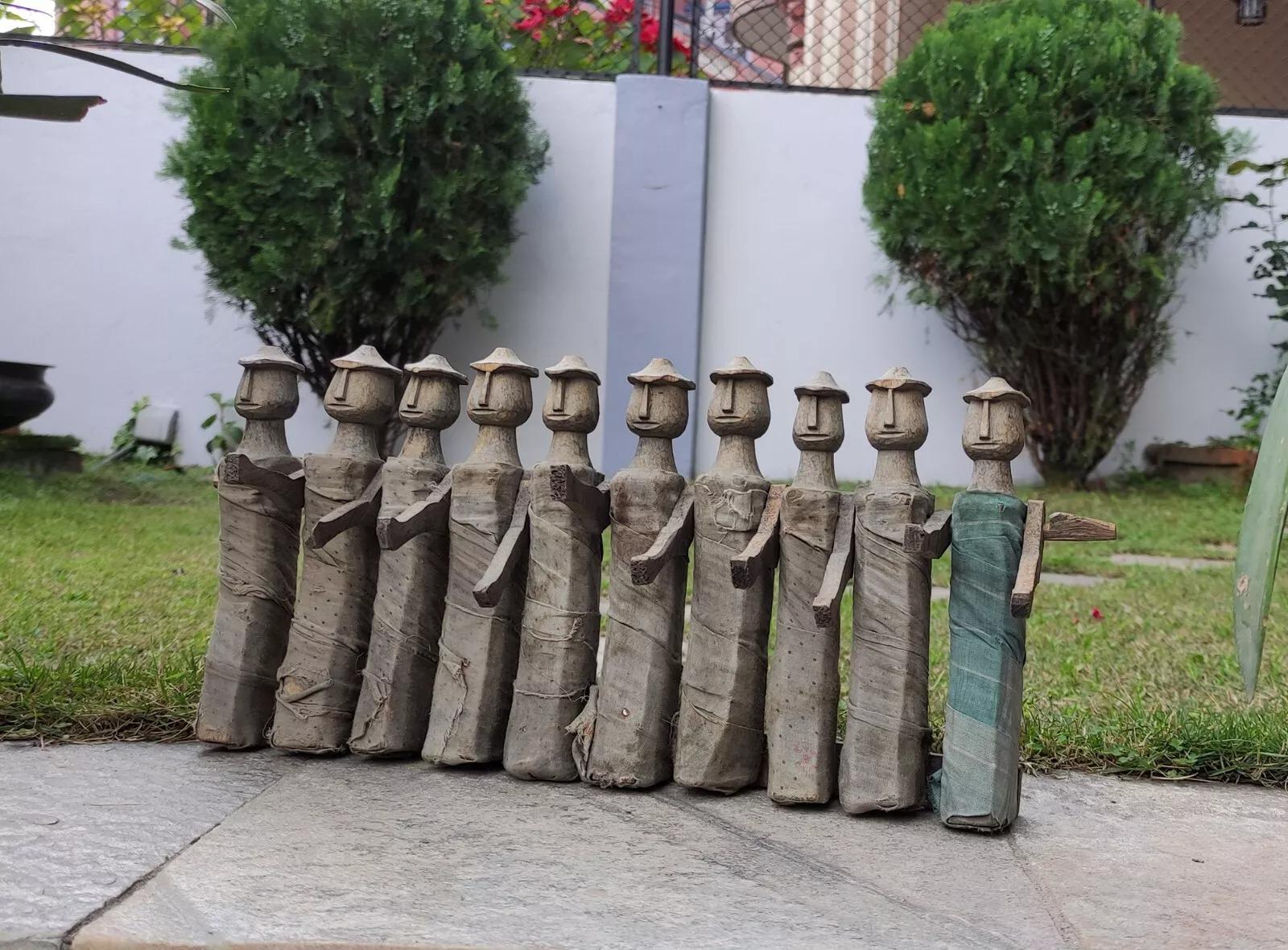 Each puppet Size Height 18 cm / Width 3 cm, Table / wall display Antique Folk Tales Diorama kids Puppet wall decor wooden Kids puppet, D23