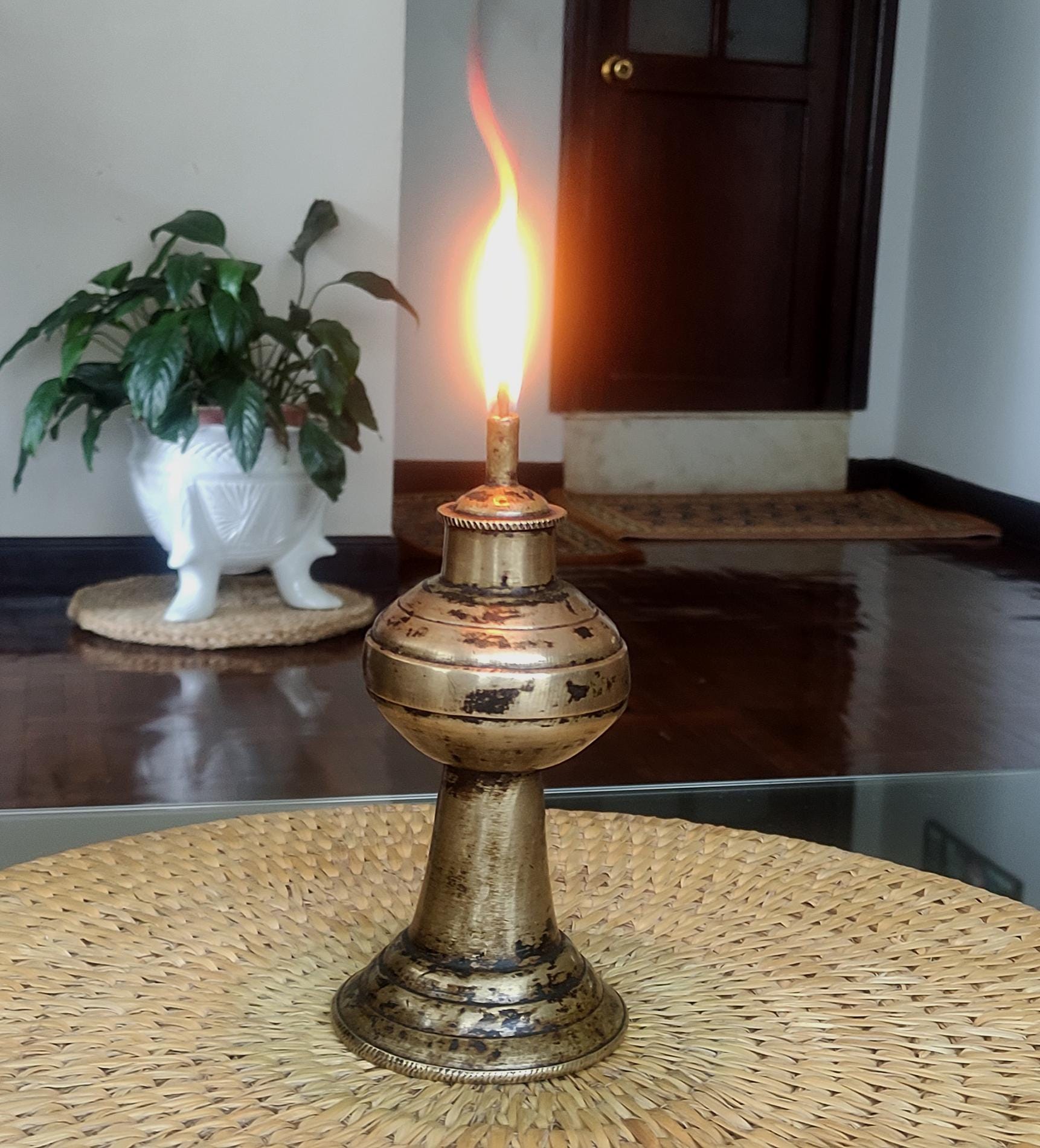 Antique Himalayan Kerosene Oil Lamp Tuki From Nepal Collective Art