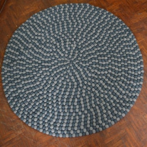 Choose Size 90 cm to 300 cm Blue tone  Round Felt Ball Rug Home Nursery Kids Room rug Decoration Mat  for Home and office