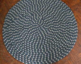 Choose Size 90 cm to 300 cm Blue tone  Round Felt Ball Rug Home Nursery Kids Room rug Decoration Mat  for Home and office