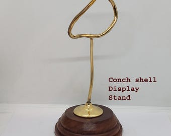 1 stuks displaystandaard schelp conch schelp messing standaard natuurlijke houten basis, vrije maat, CS1
