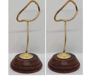 2 stuks displaystandaard conch shell messing standaard natuurlijke houten basis, vrije maat, CS1