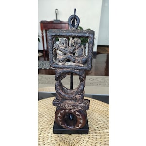 Mantequera de madera antigua, estilo étnico, usada, de Nepal (MG2)
