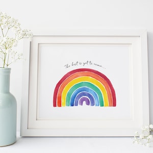 Lo mejor está por venir: decoración de pared con arcoíris para guardería: ilustraciones de arcoíris para bebés, decoración de pared con arcoíris
