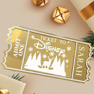 Personalisierte Weihnachten Disney Golden Ticket, Weihnachtsüberraschung Souvenir Ticket, Lappland Geschenkkarte, personalisierte Disneyland Paris Überraschung