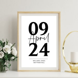 Personalised Wedding Anniversary Date Print, Special Date, Wedding Anniversary Gift, Custom Date Date Print, Home Decor, Typography Print