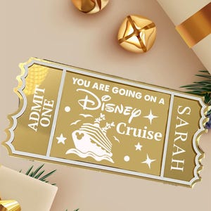 Biglietto d'oro souvenir a sorpresa per la crociera Disney personalizzato, buono regalo Disneyland Florida, coupon a sorpresa personalizzato Disneyland Paris