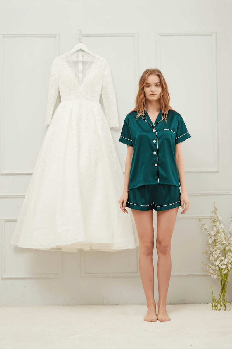 Personalised Silk Satin Pyjama Set Monogrammed Pyjamas Etsy