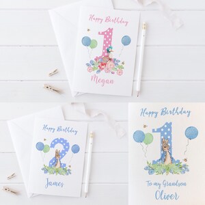 Personalised Peter Rabbit or Jemina Puddle Duck Birthday Card- Jemina Puddle Duck, Peter Rabbit, One, Two, Three, Four, Five