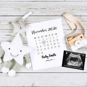 Personalised Baby Announcement Print- Pregnancy Announcement Calendar Print