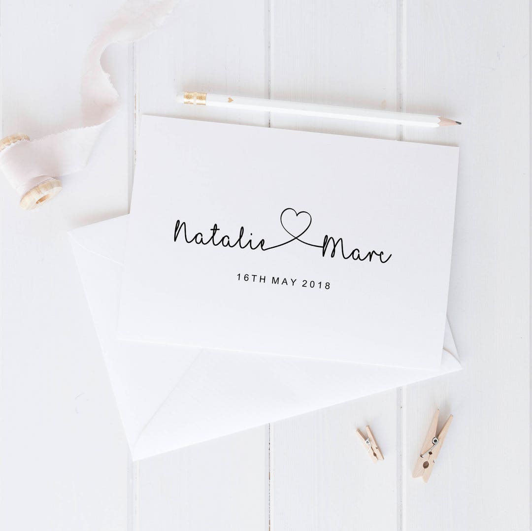 Personalised Love Heart Card- Wedding, Engagement, Anniversary Card - Etsy
