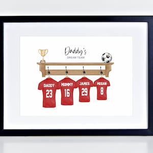 Daddy&#39;s Dream Team Custom Family Football Print, Personalised Family Football Wall Art, Father&#39;s Day Gift, Christmas Football Gift for him