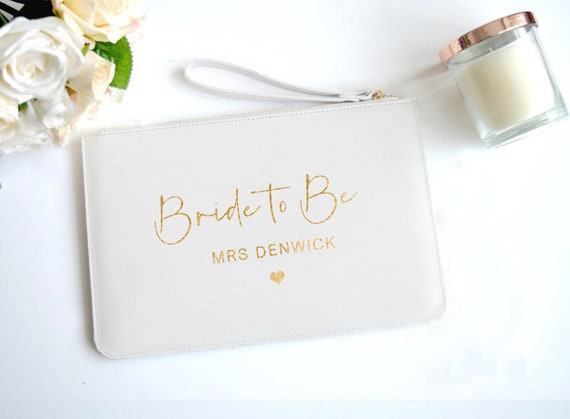 personalised bridesmaid clutch bag
