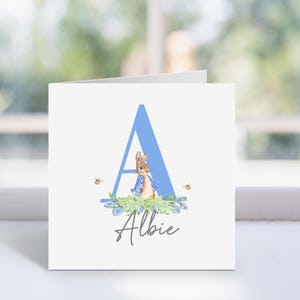 Personalisierte Peter Rabbit Geburtstagskarte | Kaninchen Karte zum 1.Geburtstag | Beere Geburtstagsgeschenk | Geburtstagskind, Sohn, Neffe, kleiner Junge