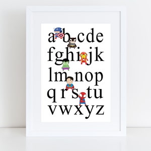 Superhero ABC print- nursery print, playroom print, bedroom print