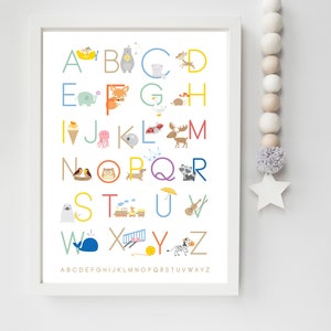 Tier ABC Poster - Personalisierte Alphabet Wandkunst für Kinder