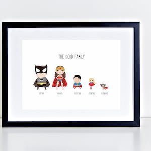 Personalised Family Hero Print- Personalised Super Print- Father's Day, Birthday, New Home, Anniversary gift, custom portraits