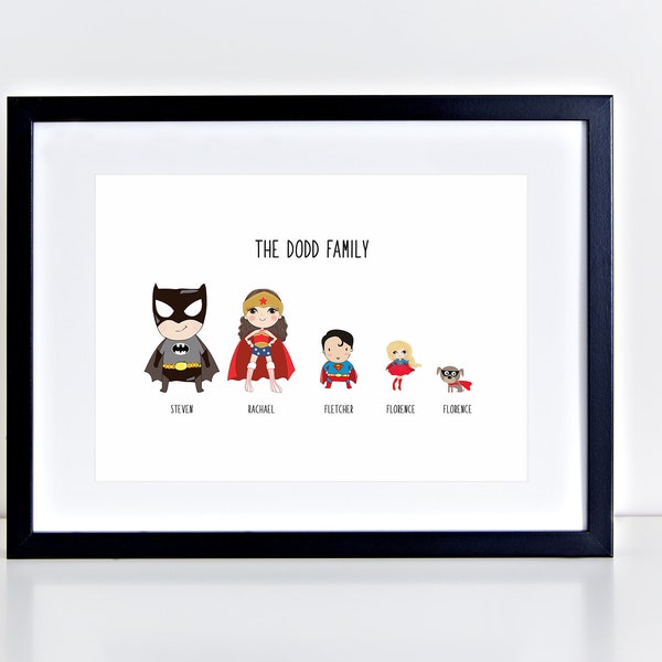 Personalised Family Hero Print- Personalised Super Print- Father's Day, Birthday, New Home, Anniversary gift, custom portraits