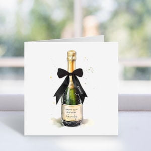 Bouteille de champagne personnalisée carte d'anniversaire 18e, carte 40e anniversaire, carte 21e anniversaire, maman, amie, fille, tante, anniversaire clé