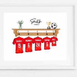 Personalised Football Family Print, Personalised Football Print, Father&#39;s Day gift for him, Birthday, Custom Family Artwork, Gift for Dad