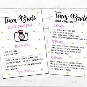 Hen Party Selfie Challenge Cards- Hen party, Bride and Bridesmaid, Engagement, Wedding