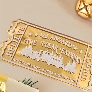 Personalisierte Polar Express Golden Ticket, Weihnachtsüberraschung Souvenir Ticket, Lappland Geschenkkarte, personalisierte Disneyland Paris Überraschung
