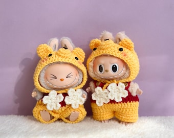 Crochet Pattern* Poooh Bear Labubu Outfit V1 V2 / PDF crochet pattern Labubu doll outfit
