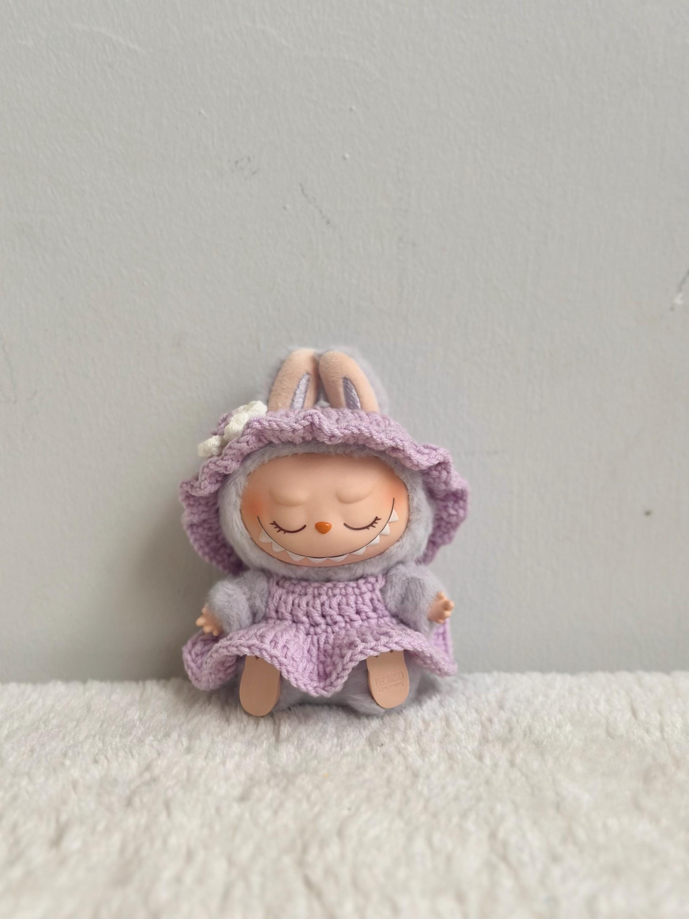 Crochet Pattern* Cute Purple Dress Labubu doll Outfit V1 V2 / PDF crochet pattern Labubu doll outfit