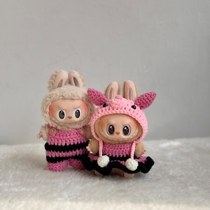 Crochet Pattern* Piglet Labubu Outfit V1 V2 / PDF crochet pattern Labubu doll outfit