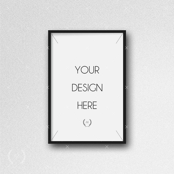 8x12 Black Mockup Digital Download File Frame White Plaster 8x12 Black Mockup Digital Download File Frame White Plaster