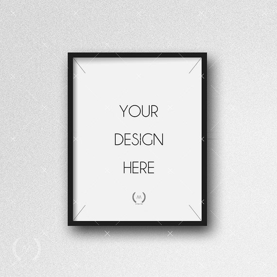 11x14 Black Mockup Digital Download File Frame White Plaster